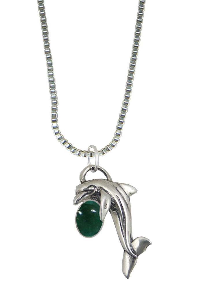 Sterling Silver Little Dolphin Pendant With Fluorite